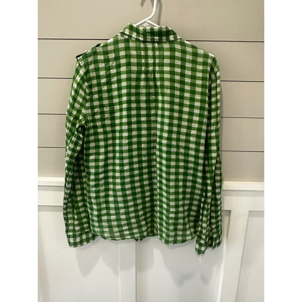 Sanctuary Clothing Green Gingham Button Up Shirt Womens Medium Cotton Epaulettes - Picture 6 of 8